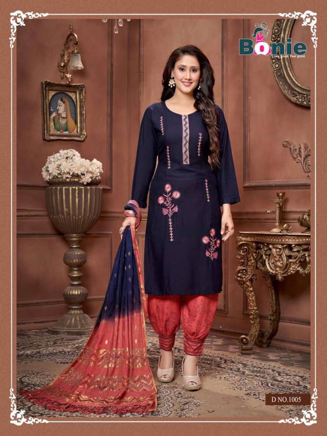 Bonie Mitali Fancy Wear Rayon Embroidery Heavy Ready Made Collection